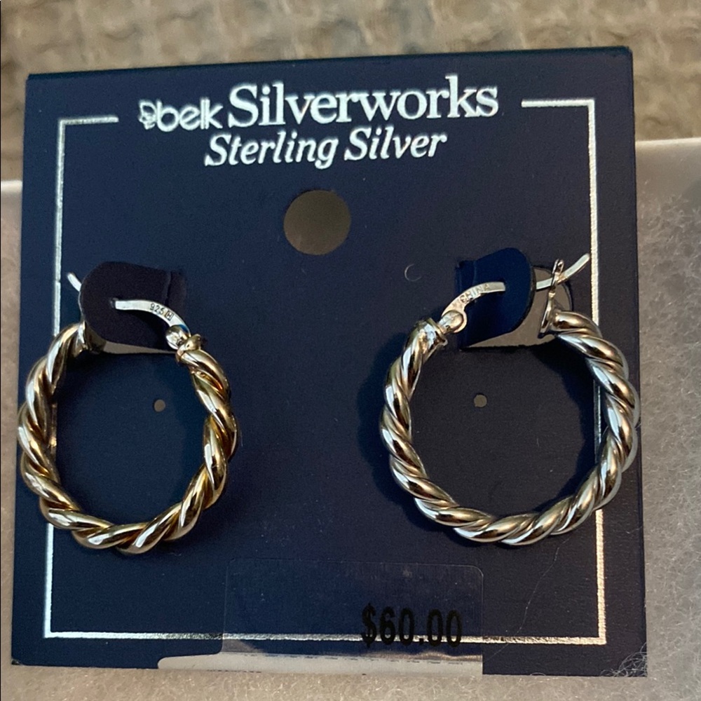 Sterling Silver and Gold Hoop Earrings